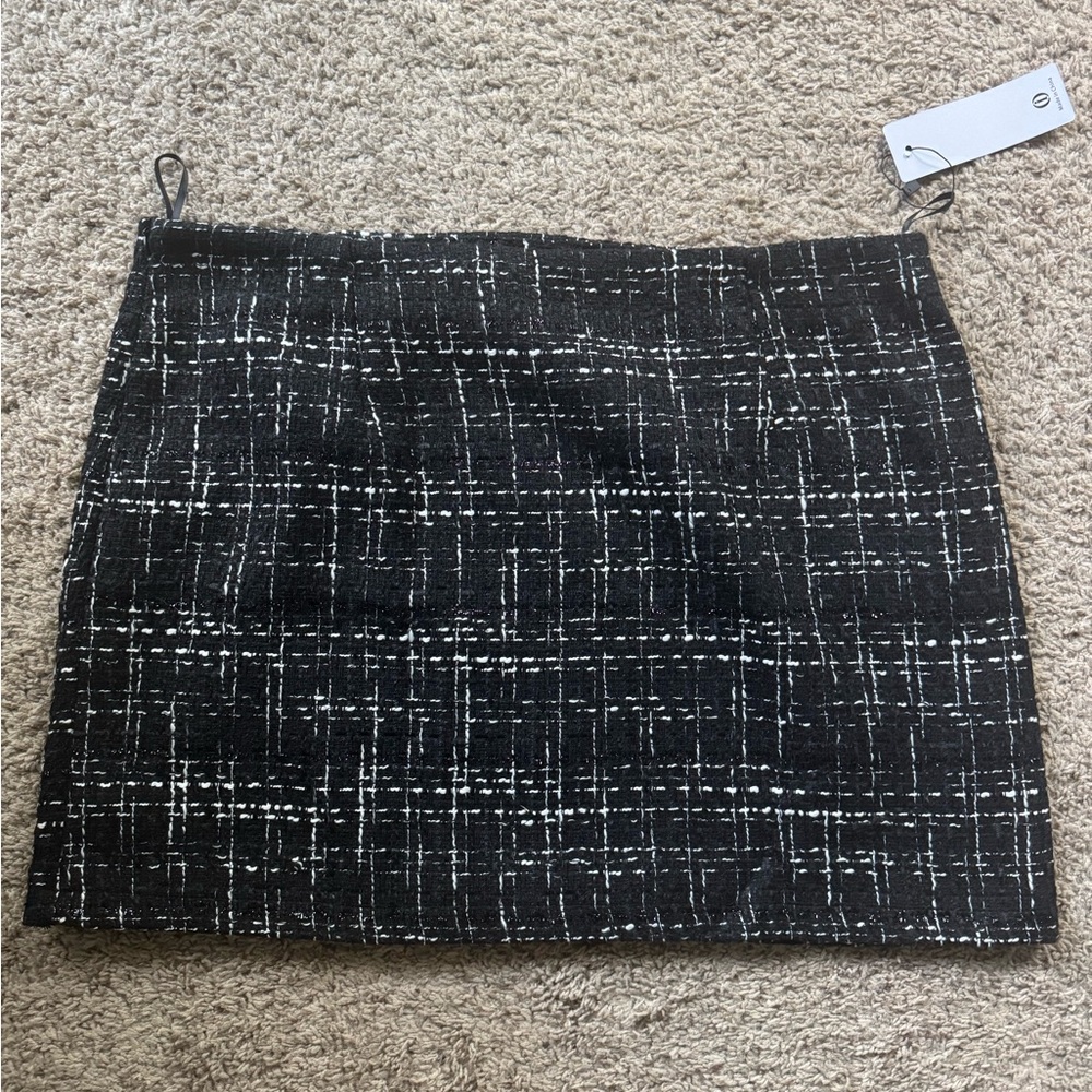 Elegant Black and White Tweed Skirt